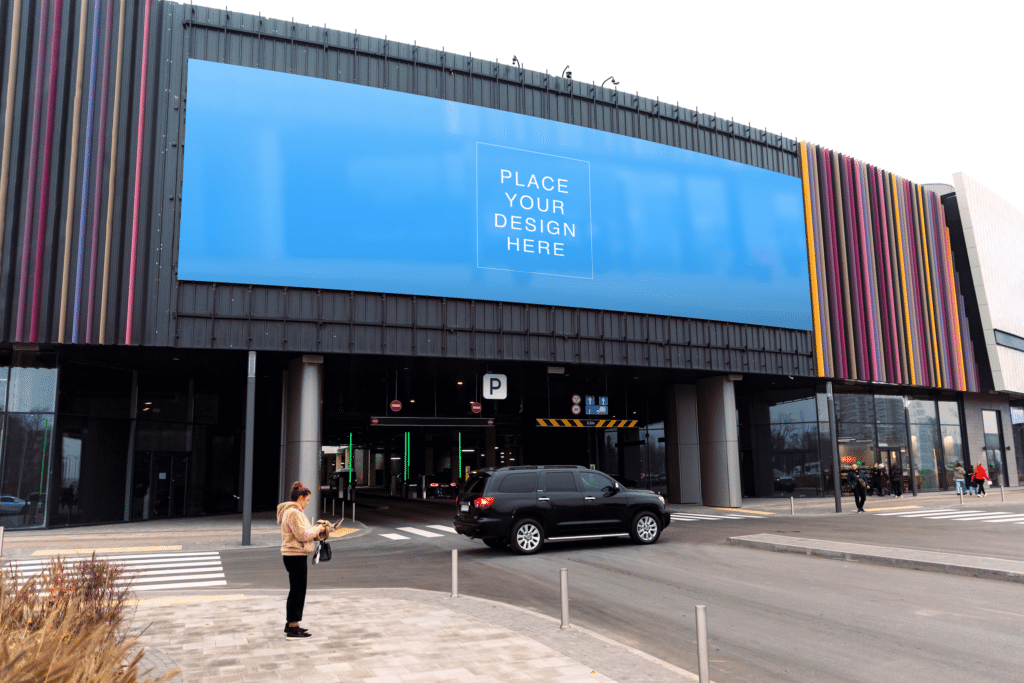 Template of a billboard example on a large parking structure downtown