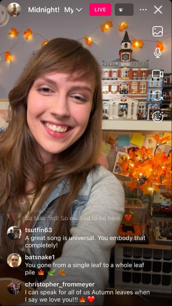 an Instagram livestream example of a singersongwriter